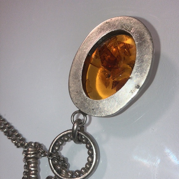 Genuine Baltic Amber & Sterling Silver Toggle Chain Necklace 🦋 - Picture 12 of 16